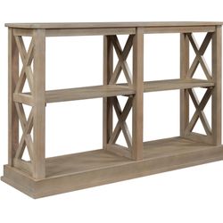 Console Table with 3-Tier Open Storage Spaces and X Legs, 