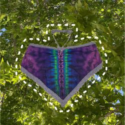 Purple tie dye crochet bandana top