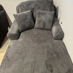 Corduroy Chaise Lounge Gray