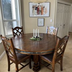 El Dorado Wood Table With Built In Lazy Susan And Four Chairs 