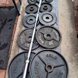 Olympic Weights With Barbell