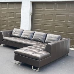 Sectional Sofa/Couch - Brown - Real Leather - Delivery Available 🚛