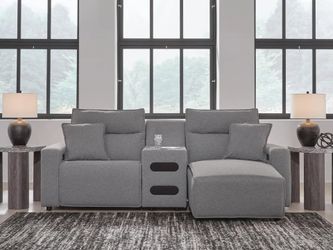ModMax II 3-Piece Dual Power Reclining Modular Sectional with Chaise and Audio Console Retail $2299