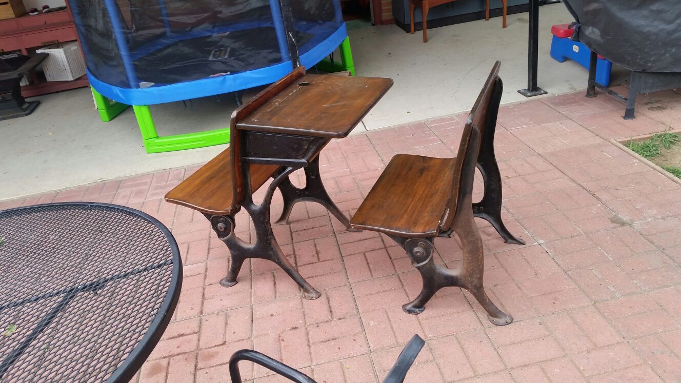 Antique Cast iron old school desk early 1900s