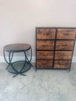 Industrial 8-Drawer Dresser and Side Table Set