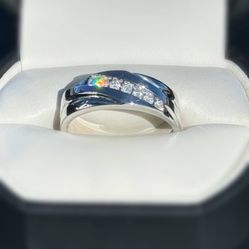 10k white gold 0.2CTW diamond ring wedding band size 9.5