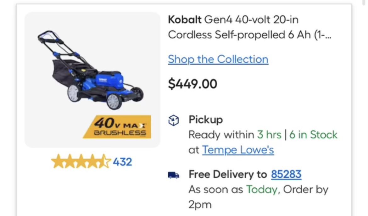 Kobalt Electric Mower And Weed Whacker