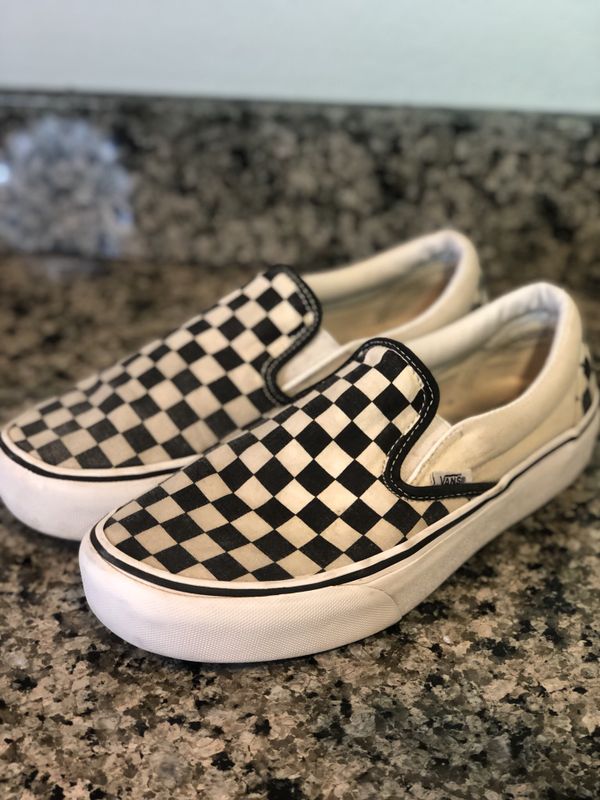van slip ons checkered
