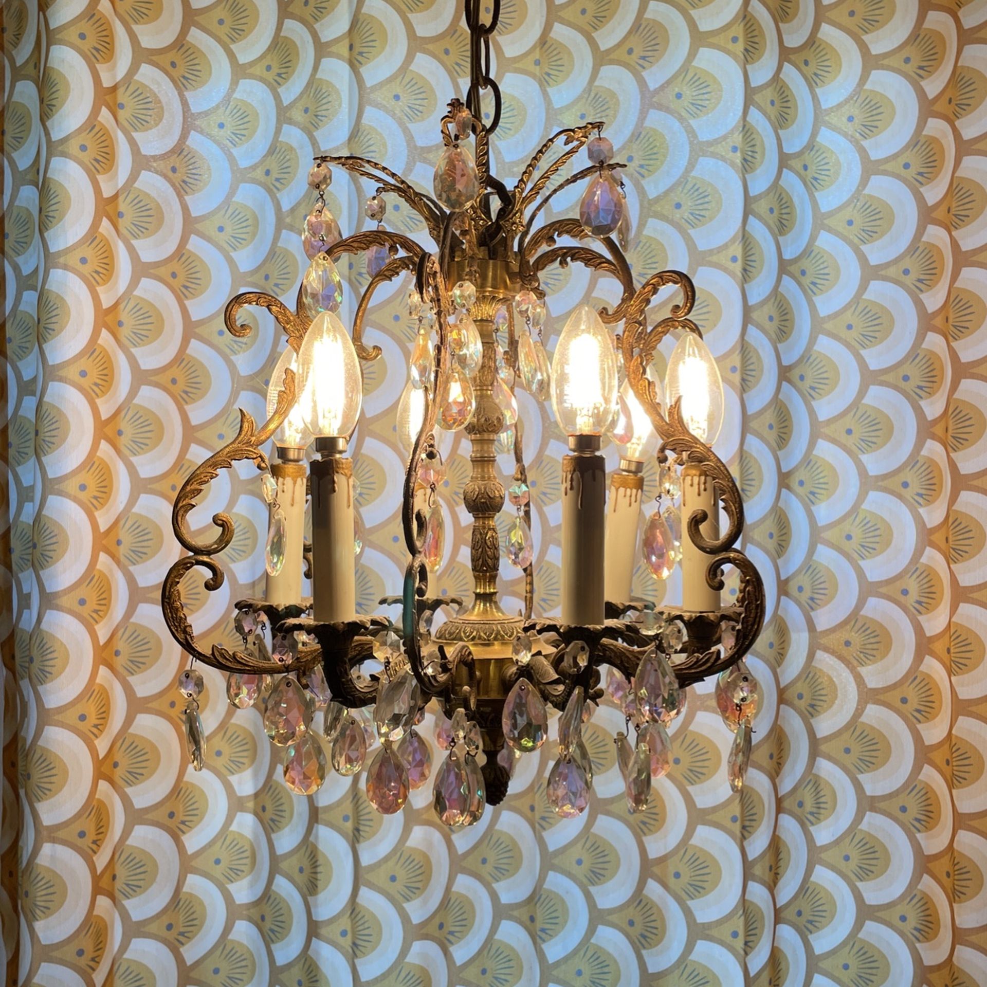 Vintage Brass Chandelier Pink Crystals 6 Lights,New Products : American Fashion Style Bags On Sale