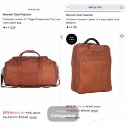 Kenneth Cole Reaction Colombian Leather 3-Piece Bag Set. Retail over $500