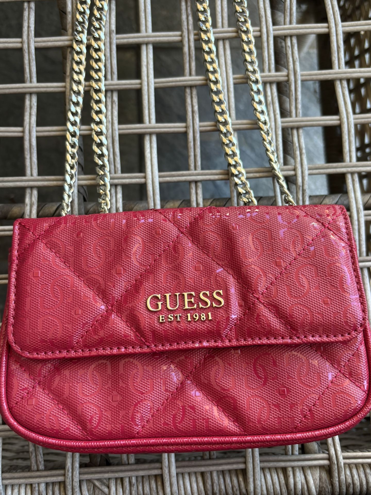 GUESS Pink Quilted Logo Micro Mini Bag