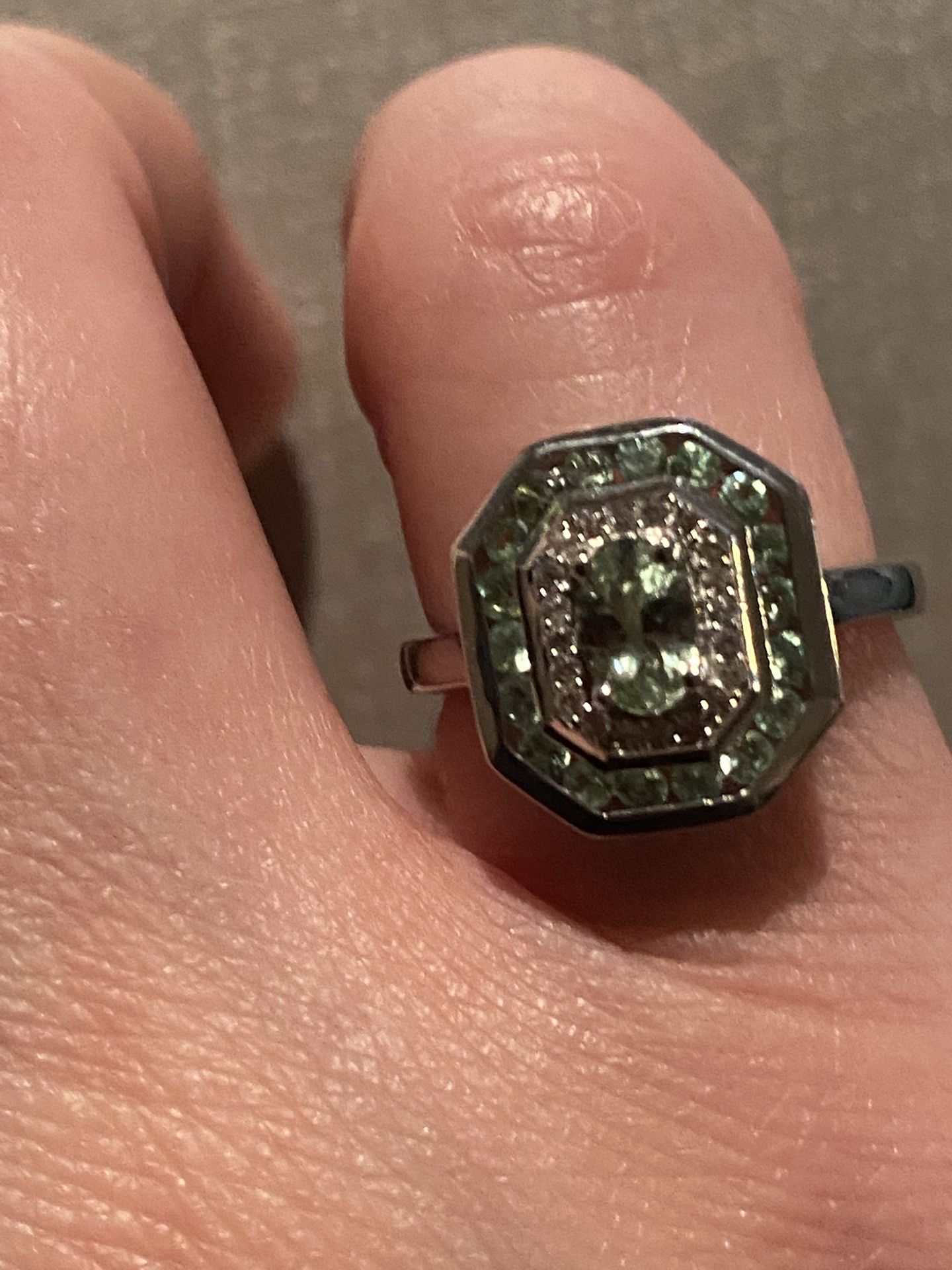 Brazilian Mint Garnet & Zircon ring - Sz 7 - new!