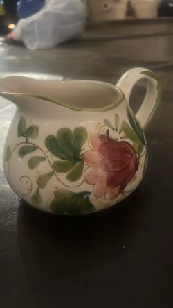 Vintage Hand Painted Floral Pitcher - Made in Portugal