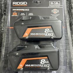 Brand New RIDGID 18V 8.0Ah MAX Output Batteries (2-Pack)