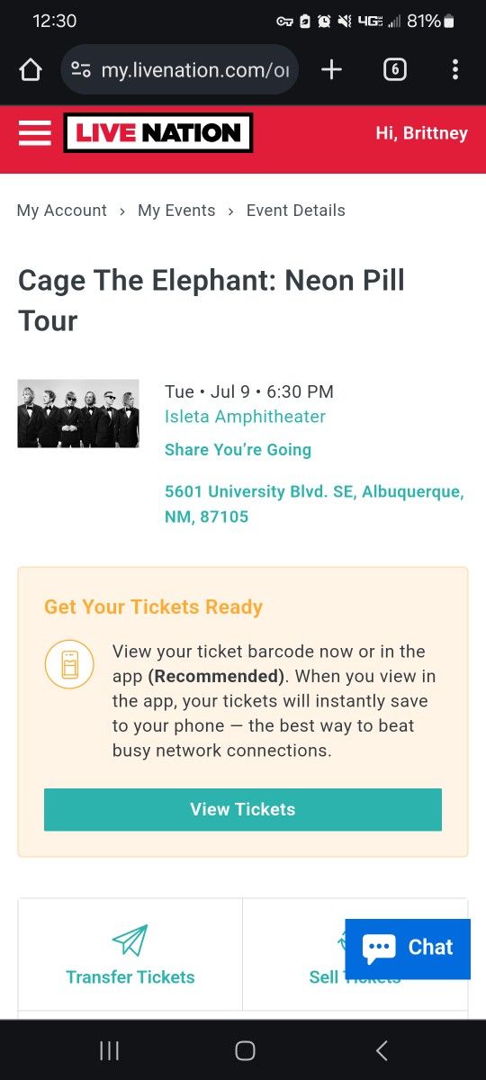 Cage The Elephant Ticket (1) 