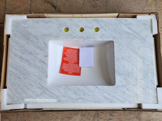 Brand New in Box allen + roth 37-in Vanity Top Sink Natural Carrara Marble with Backsplash
