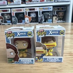 BITTY Cyclops & Phoenix 1" Funko Pops X-Men Marvel Comics Books Mutants '97 Jean