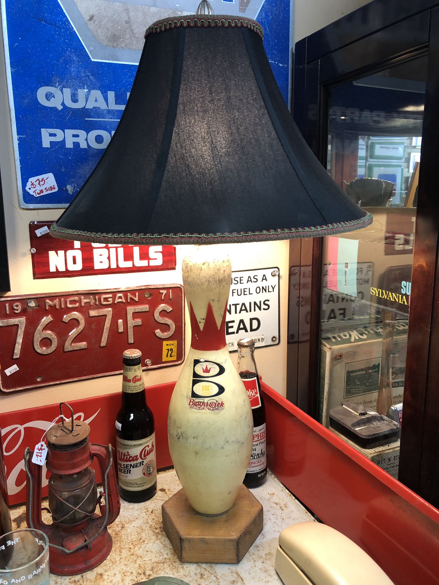 Vintage bowling pin lamp
