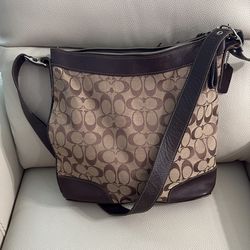 Tan and brown coach purse