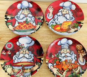 Santa Christmas Plate ~ Santa Chef 8" Salad plate Set Of 7