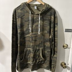 MENS ALTERNATIVE PULLOVER HOODIE JACKET CAMOUFLAGE GREEN - SIZE LARGE