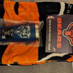 New With Tags Chicago Bears Plush Blanket And Hot Coffee Thermos