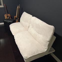 Multifunctional White/ Beige Corduroy Convertible Futon 