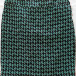 Green And Black Hound tooth Pencil Skirt