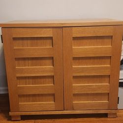 Crate & Barrel Wood Media Console/Desk with Drawers and Cabinets