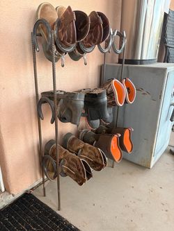 Horseshoe Boot Rack Handmade Metal 3-Tier