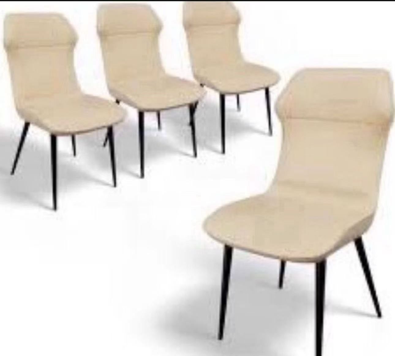 Dining Chairs Set of 4,Classic Fabric Biggest Cushion Seat,Sturdy Metal Legs and Ergonomic backrest,Modern Kitchen Dining Room Chairs,Beige