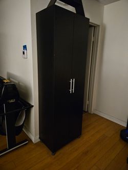 Tall black double door dresser cabinet storage cupboard closet multi shelf adjustable