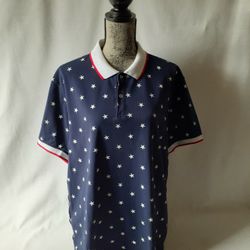 Club Room women's navy/white star print polo shirt size XXL