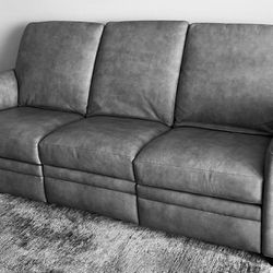 Ethan Allen Conor Leather Sofa and Recliner 