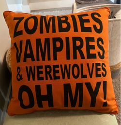 Halloween Throw Pillow Orange Black