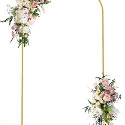 NEW 7.2 FT Wedding Arch Backdrop Stand, Gold Metal Arch Backdrop Stand for Wedding Ceremony Birthday