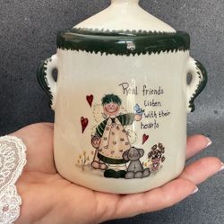 Ceramic Candle Holder Real Friends Listen With Their Hearts Vintage Perfect