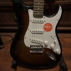 Fender Squire Stratocaster Electric Guitar, brown ombre
