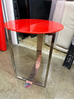 red fiber glass table