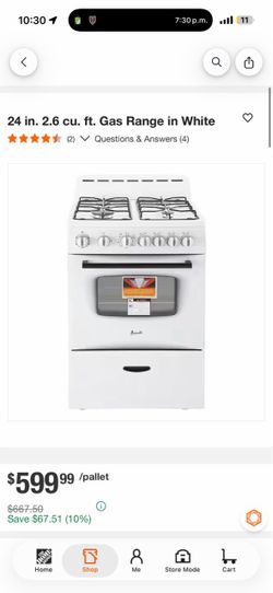 Avanti 24 in. 2.6 cu. ft. Gas Range New No box LOOK PICTURES