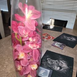 Tall Vase With Fake Flowers