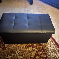 Black Leather Storage Ottoman