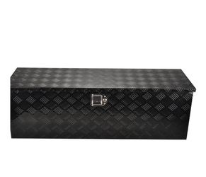 48" Black Aluminum Truck Bed Tool Box w/ Lock - MT018005 - Underbody Storage - 5 Bar Tread - Durable & Weather-Resistant