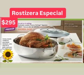 Especial $295.00 Rostisera Ovalada 3 Piezas  Cosina Lomo De Res Pavo Pollo Para Los Dias De Fiestas Acero Inoxidable Princess House Ventas Finales