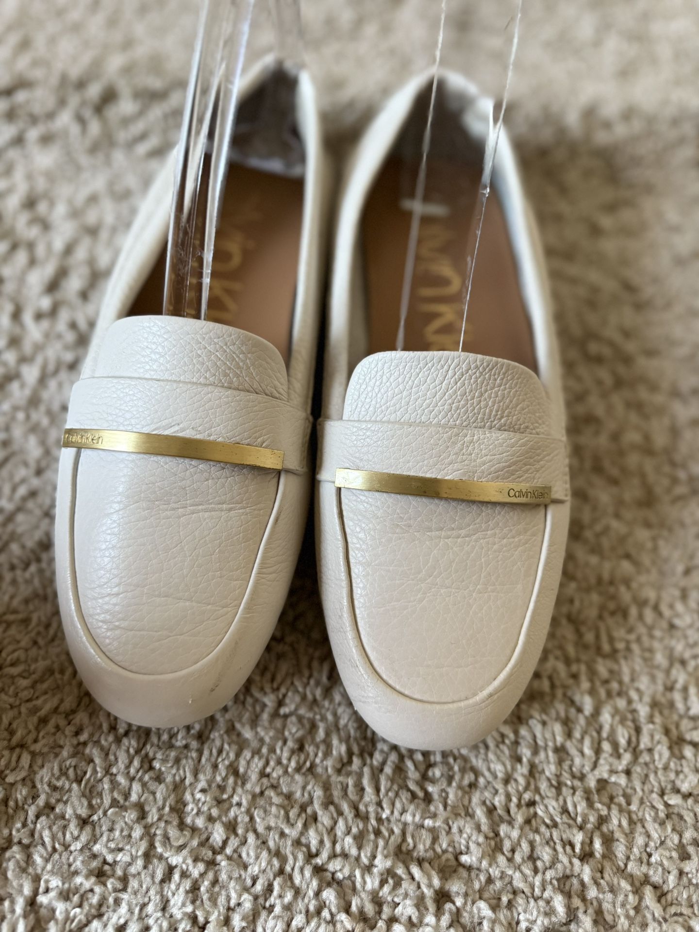 Calvin Klein Cream And Gold Loafers