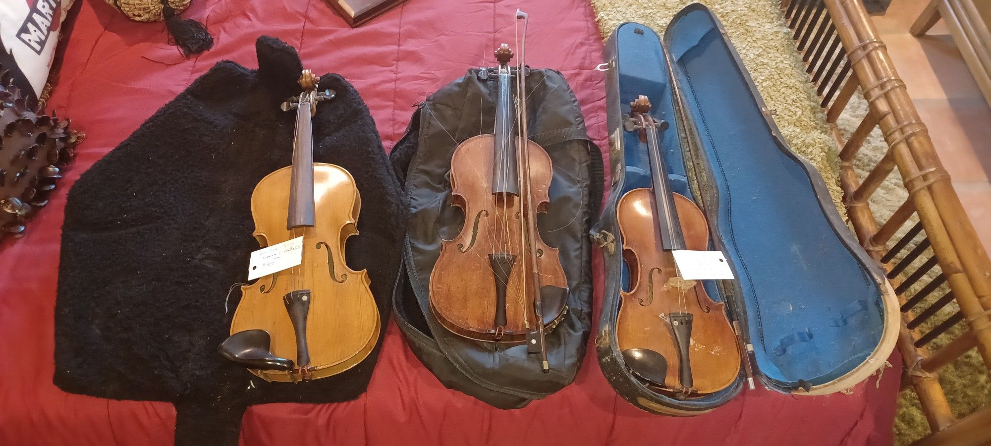 3 Vintage Violins Each Priced Separately Below.