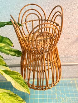 Brown Rattan Plant Holder – Boho Plant Stand