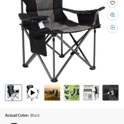 ALPHA CAMP "Big Boy XL" Quad Chair with a cooler bag. This is a heavy-duty, oversized, foldable camping chair designed to support up to 450 lbs (204 k