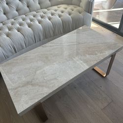 Stone Coffee Table With Gold Metal