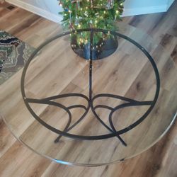 Dining Table Black Iron/ Glass Top